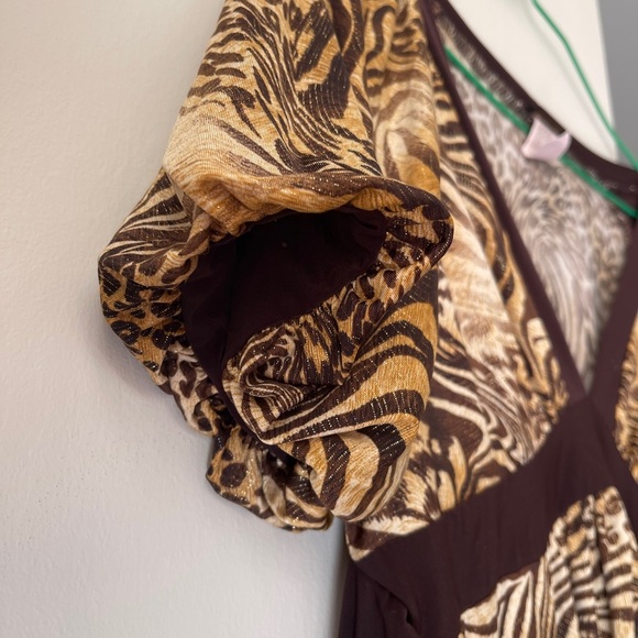 Vintage Janice V-Neck Leopard Print Top Large - Picture 3 of 4